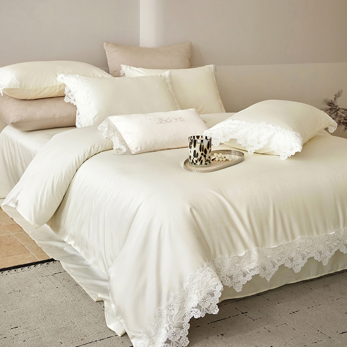 91家纺网 家纺一手货源 找家纺 金奇达家纺 2026新款茧养丝光缎四件套-蕾丝小姐（标准号全网控价（折后券后）不低于299元） 蕾丝小姐-山茶