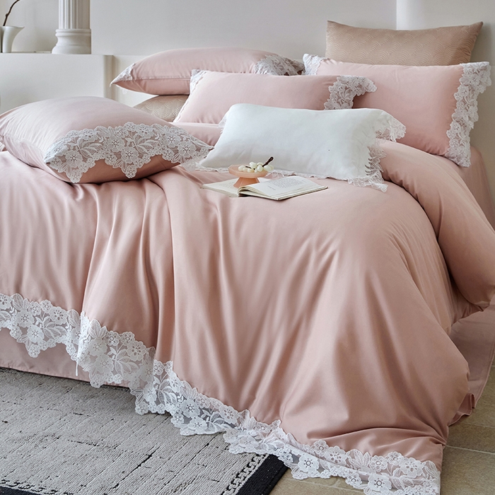 91家纺网 家纺一手货源 找家纺 金奇达家纺 2026新款茧养丝光缎四件套-蕾丝小姐（标准号全网控价（折后券后）不低于299元） 蕾丝小姐-蔷薇