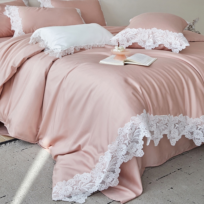 91家纺网 家纺一手货源 找家纺 金奇达家纺 2026新款茧养丝光缎四件套-蕾丝小姐（标准号全网控价（折后券后）不低于299元） 蕾丝小姐-蔷薇