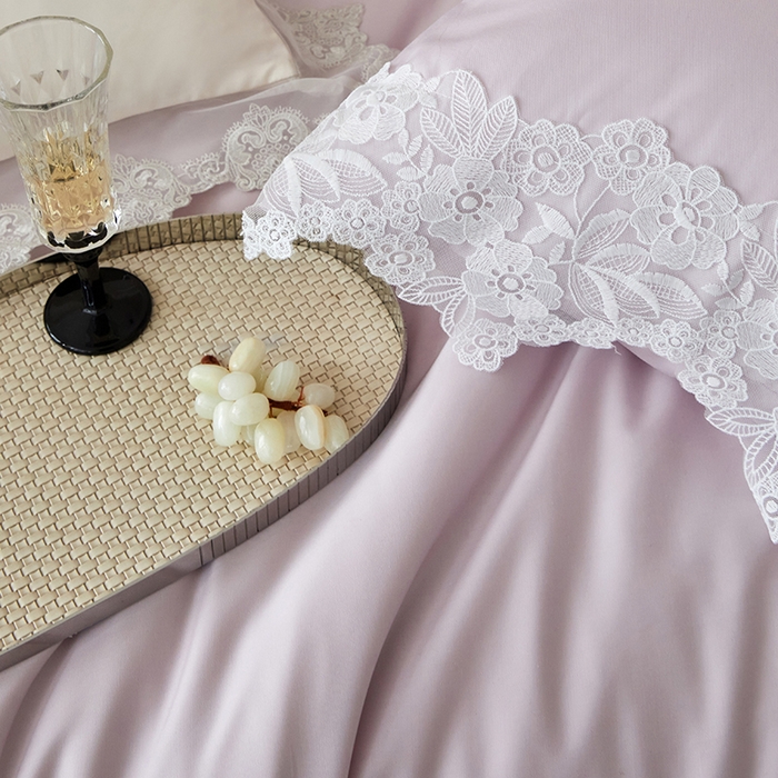 91家纺网 家纺一手货源 找家纺 金奇达家纺 2026新款茧养丝光缎四件套-蕾丝小姐（标准号全网控价（折后券后）不低于299元） 蕾丝小姐-莲紫