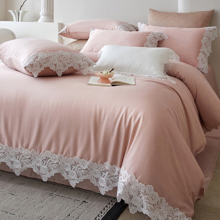 91家纺网 家纺一手货源 找家纺 金奇达家纺 2026新款茧养丝光缎四件套-蕾丝小姐（标准号全网控价（折后券后）不低于299元） 蕾丝小姐-蔷薇