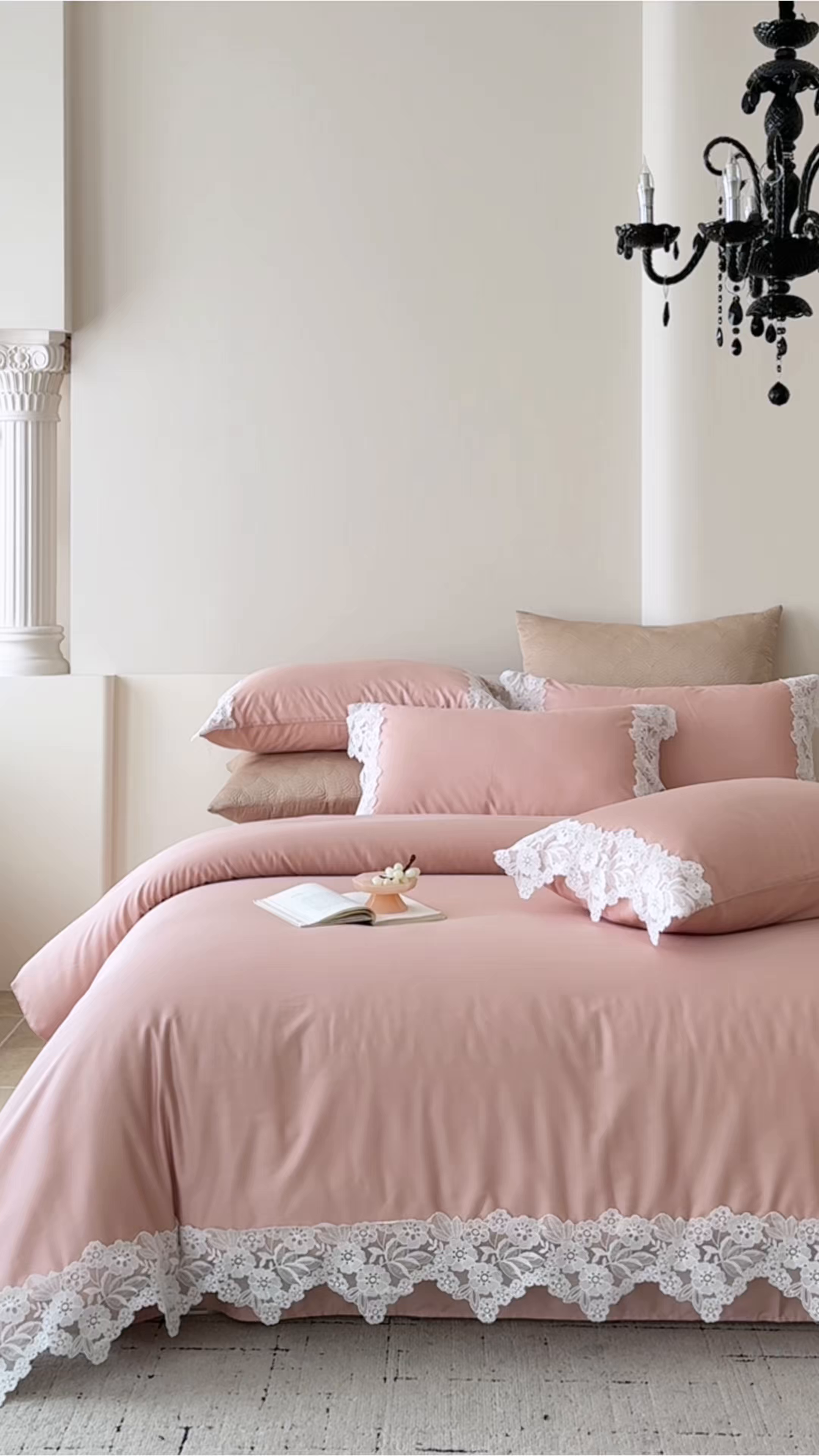 91家纺网 家纺一手货源 找家纺 金奇达家纺 2026新款茧养丝光缎四件套-蕾丝小姐（标准号全网控价（折后券后）不低于299元） 蕾丝小姐-蔷薇