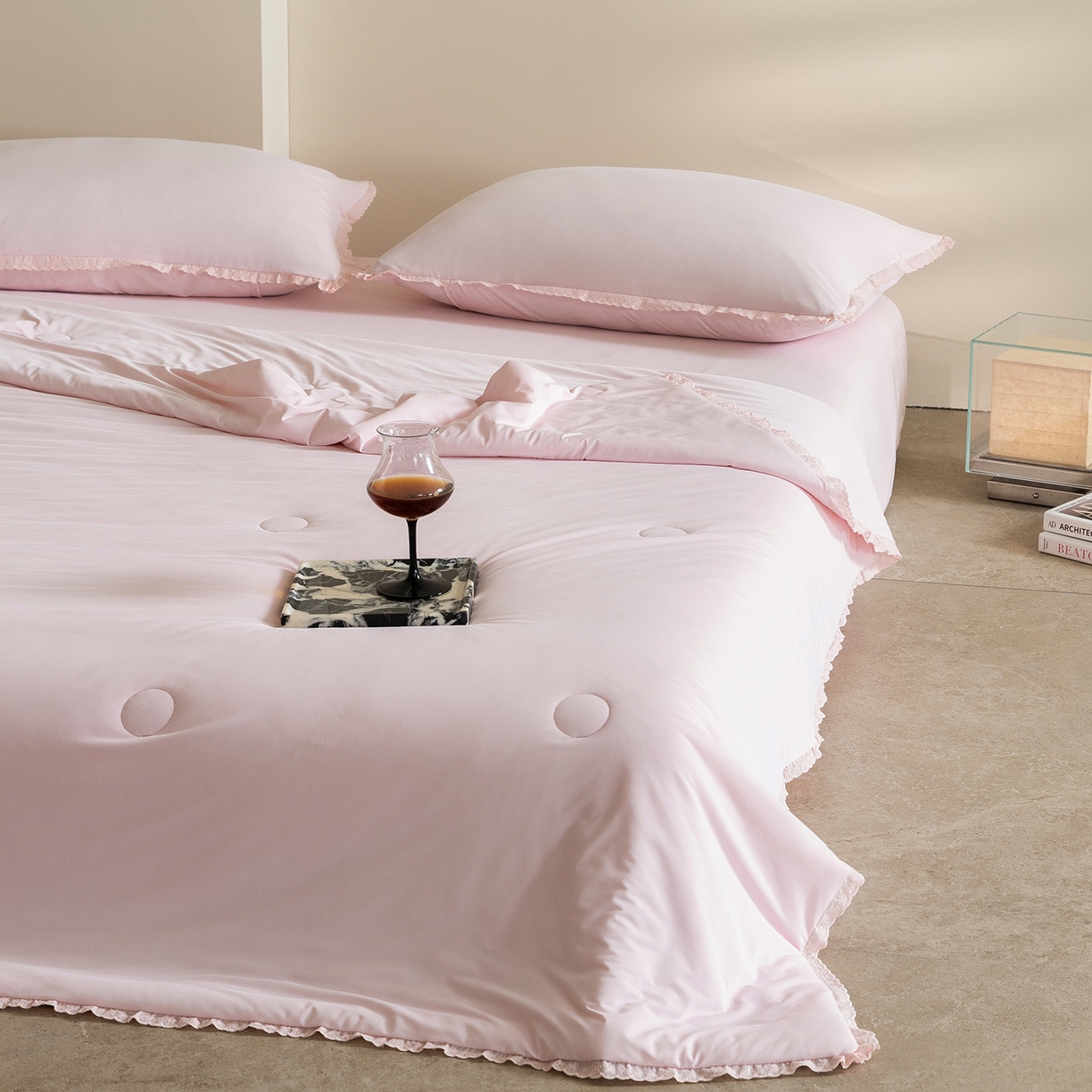 91家纺网 家纺一手货源 找家纺 立奥被业 2026新款锦氨凉感夏被夏凉被空调被竹浆纤维夏被四件套大油光夏凉被 粉色