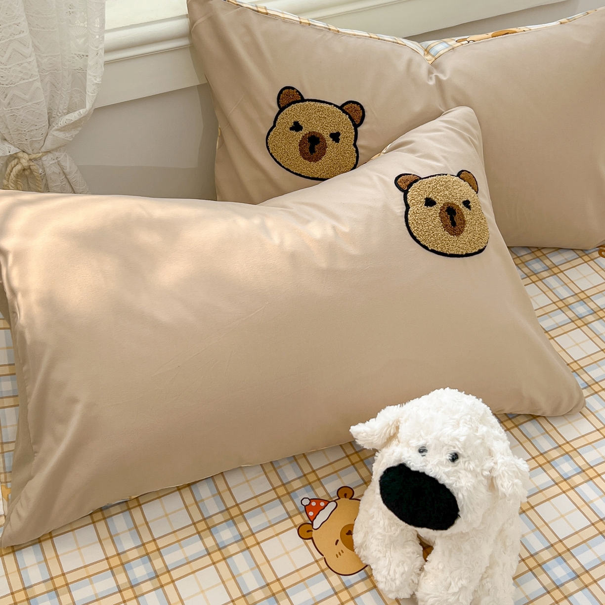 91家纺网 家纺一手货源 找家纺 易辰美 2026新款水洗棉毛巾绣夏被四件套 蛋糕卡皮