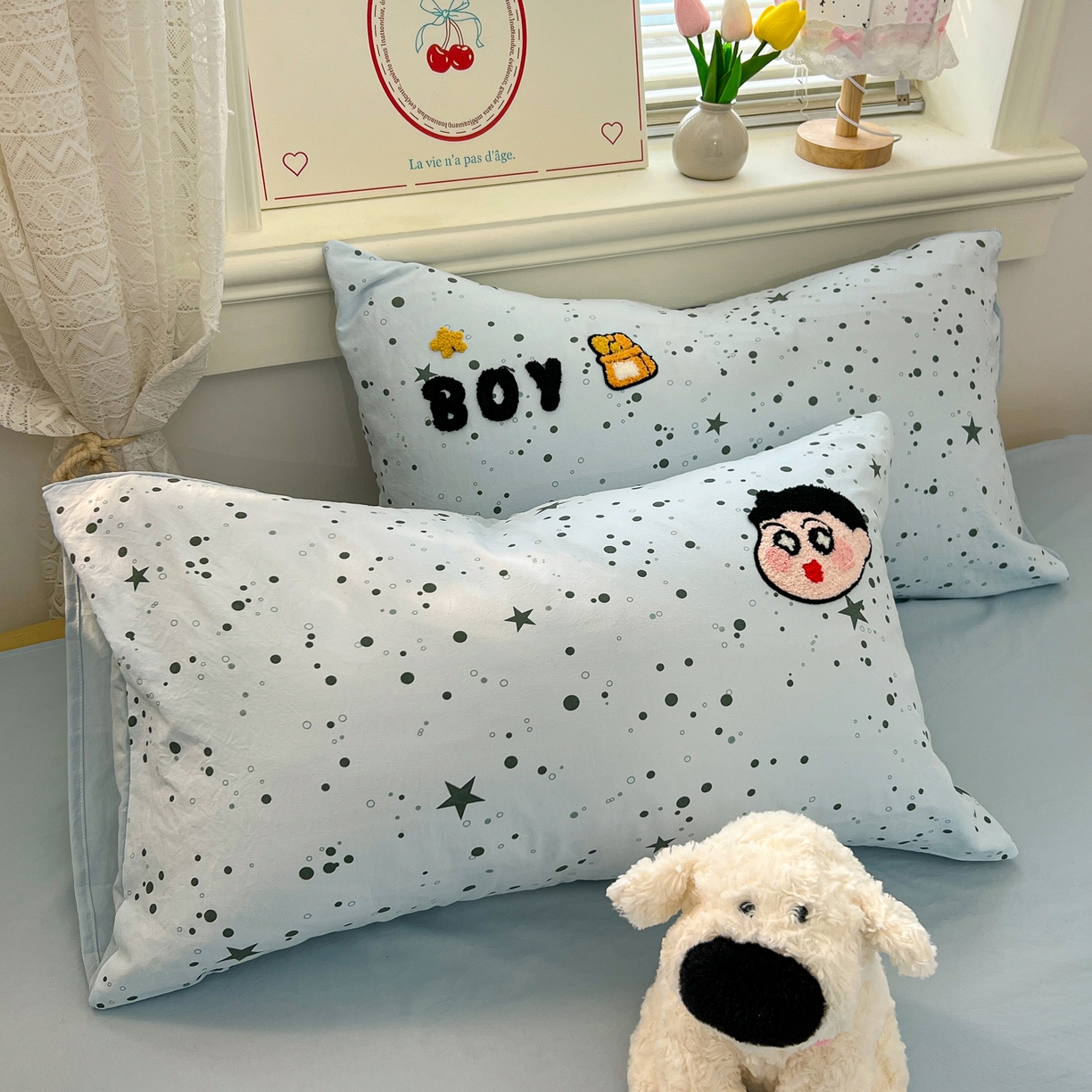 91家纺网 家纺一手货源 找家纺 易辰美 2026新款水洗棉毛巾绣夏被四件套 小新与大白