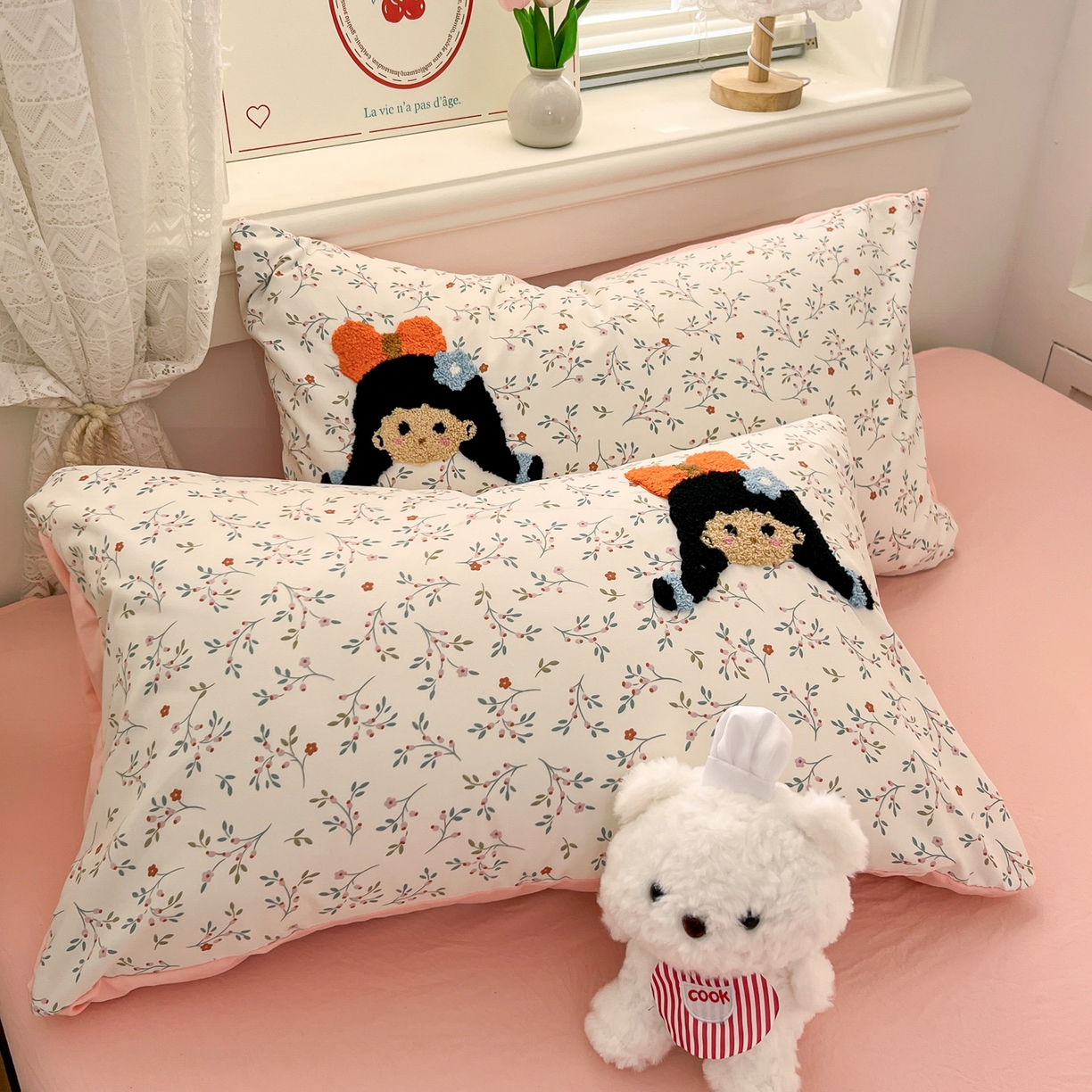 91家纺网 家纺一手货源 找家纺 易辰美 2026新款水洗棉毛巾绣夏被四件套 小女孩