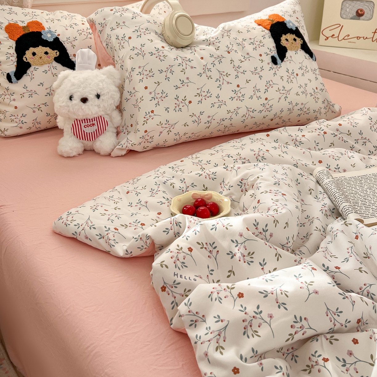 91家纺网 家纺一手货源 找家纺 易辰美 2026新款水洗棉毛巾绣夏被四件套 小女孩