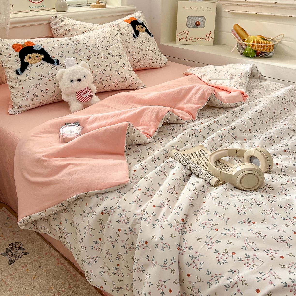 91家纺网 家纺一手货源 找家纺 易辰美 2026新款水洗棉毛巾绣夏被四件套 小女孩