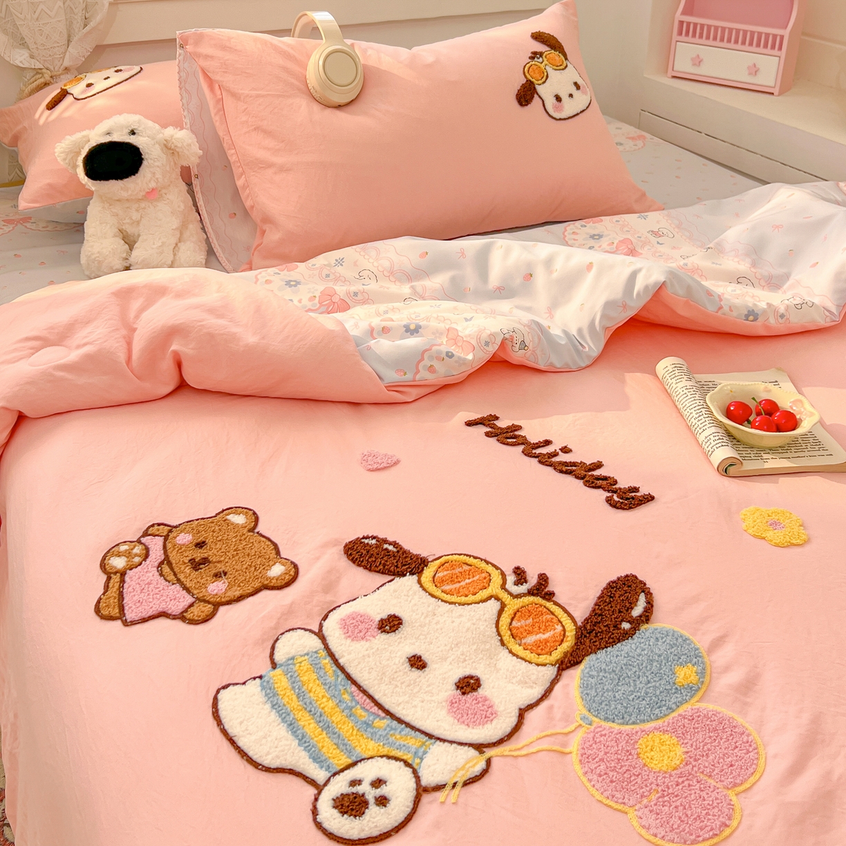 91家纺网 家纺一手货源 找家纺 易辰美 2026新款水洗棉毛巾绣夏被四件套 帕恰狗