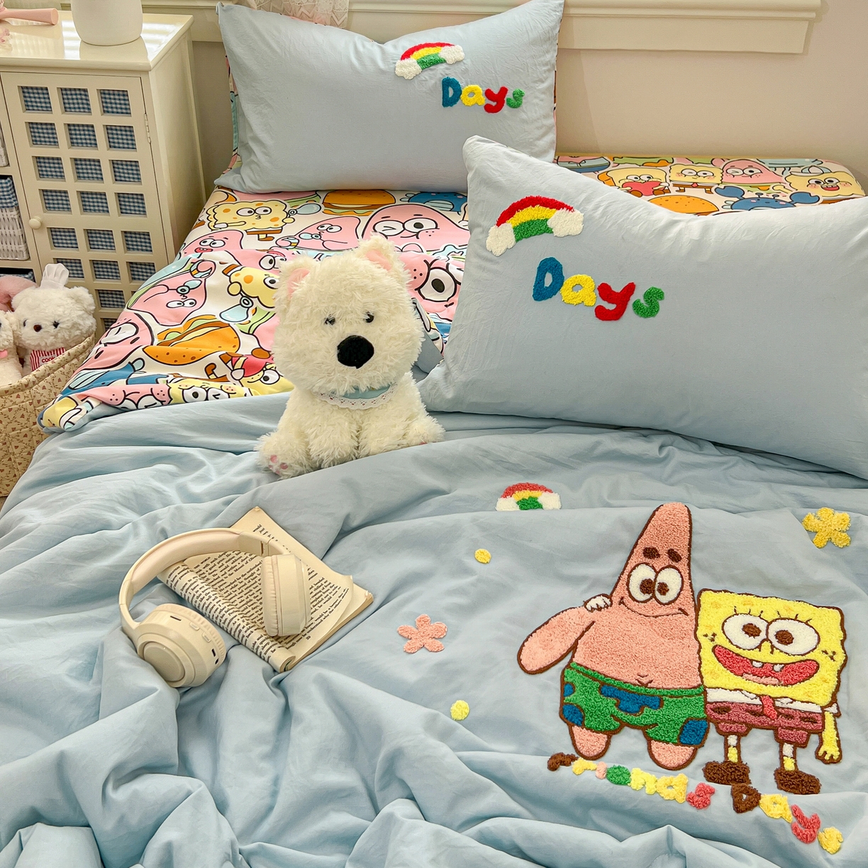 91家纺网 家纺一手货源 找家纺 易辰美 2026新款水洗棉毛巾绣夏被四件套 大星与海宝