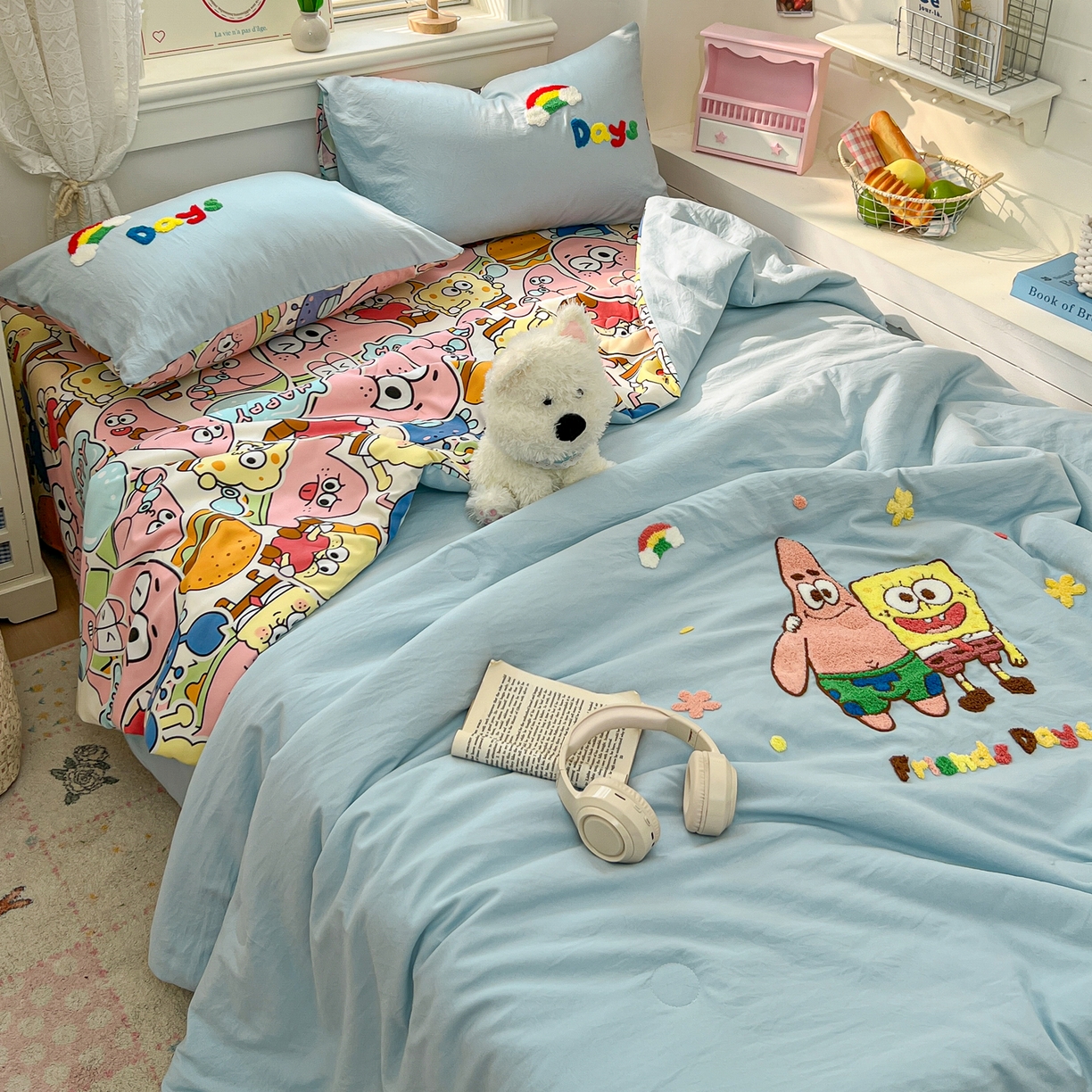 91家纺网 家纺一手货源 找家纺 易辰美 2026新款水洗棉毛巾绣夏被四件套 大星与海宝