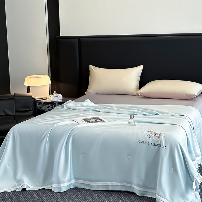 91家纺网 家纺一手货源 找家纺 （总）薇玛仕 2026新款绣花80支兰精天丝可水洗蚕丝被100蚕丝填充夏凉被空调被