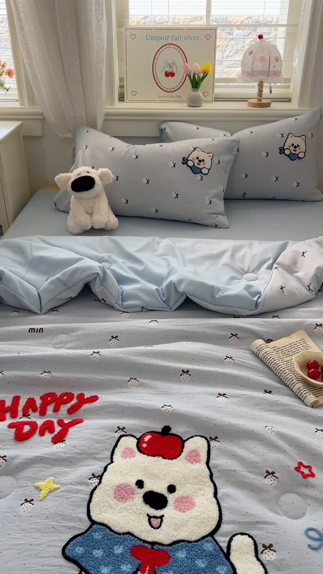 91家纺网 家纺一手货源 找家纺 易辰美 2026新款水洗棉毛巾绣夏被四件套 西高地