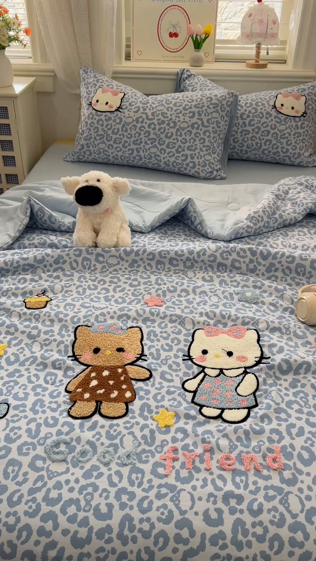 91家纺网 家纺一手货源 找家纺 易辰美 2026新款水洗棉毛巾绣夏被四件套 豹纹猫-兰