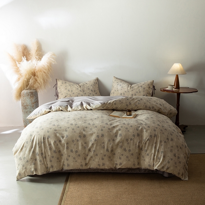 91家纺网 家纺一手货源 找家纺 （总）若未家居 LOVEWE HOUSE 2026春夏新款全棉纯棉棉麻色织印花套件清茉系列四件套（控价 券后不低于298）