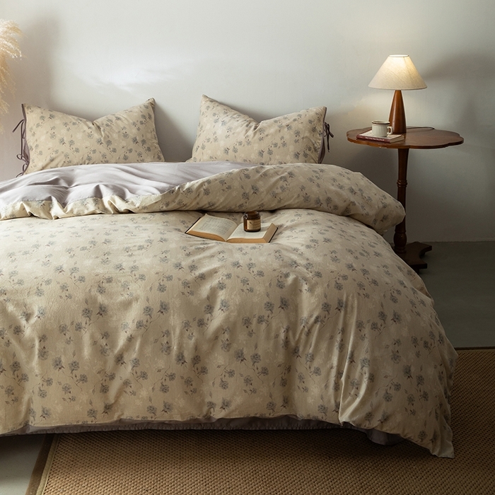 91家纺网 家纺一手货源 找家纺 （总）若未家居 LOVEWE HOUSE 2026春夏新款全棉纯棉棉麻色织印花套件清茉系列四件套（控价 券后不低于298）