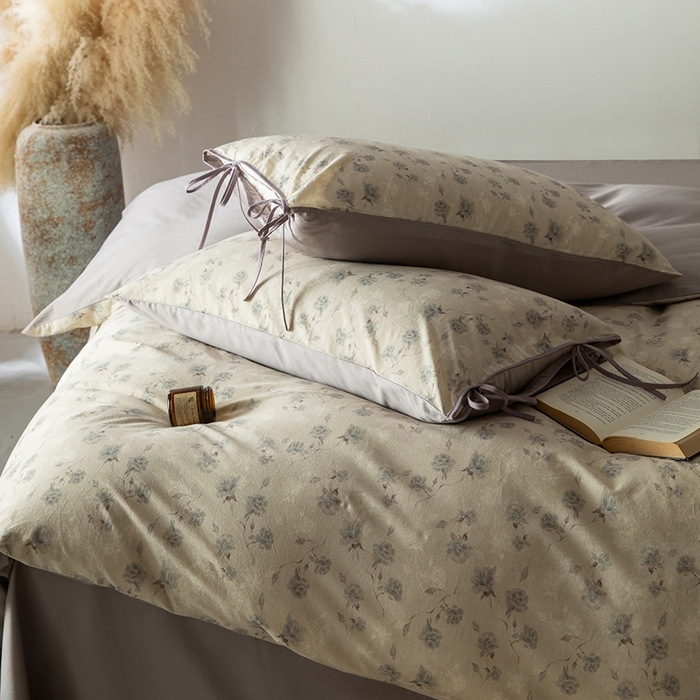 91家纺网 家纺一手货源 找家纺 （总）若未家居 LOVEWE HOUSE 2026春夏新款全棉纯棉棉麻色织印花套件清茉系列四件套（控价 券后不低于298）