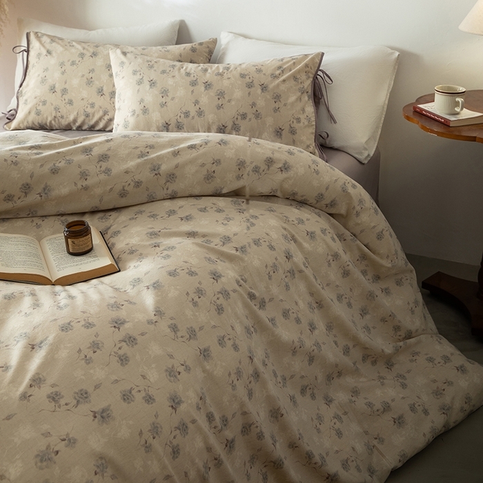 91家纺网 家纺一手货源 找家纺 （总）若未家居 LOVEWE HOUSE 2026春夏新款全棉纯棉棉麻色织印花套件清茉系列四件套（控价 券后不低于298）