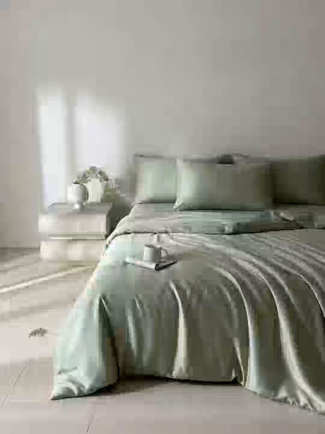 91家纺网 家纺一手货源 找家纺 禾时 2026新款60支奥地利兰精双拼纯色天丝四件套 嫩叶绿