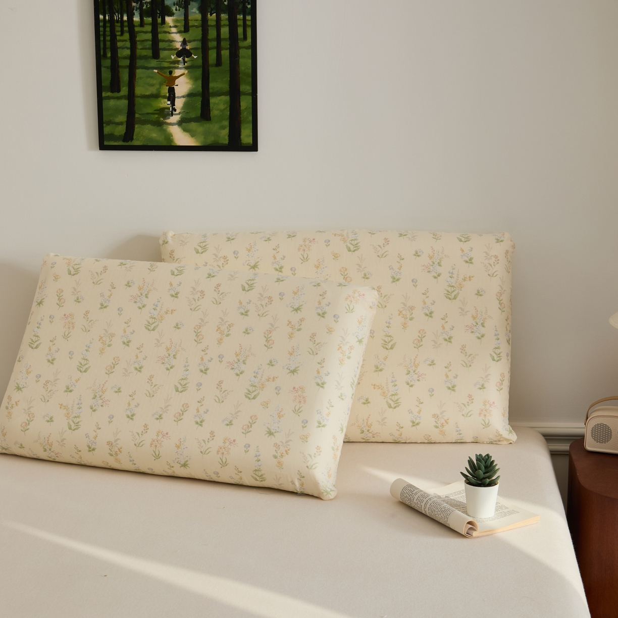 91家纺网 家纺一手货源 找家纺 （总）百寐 2026新款全棉纯棉A类双层纱立体记忆深睡枕芯保护套42*70纯棉枕套