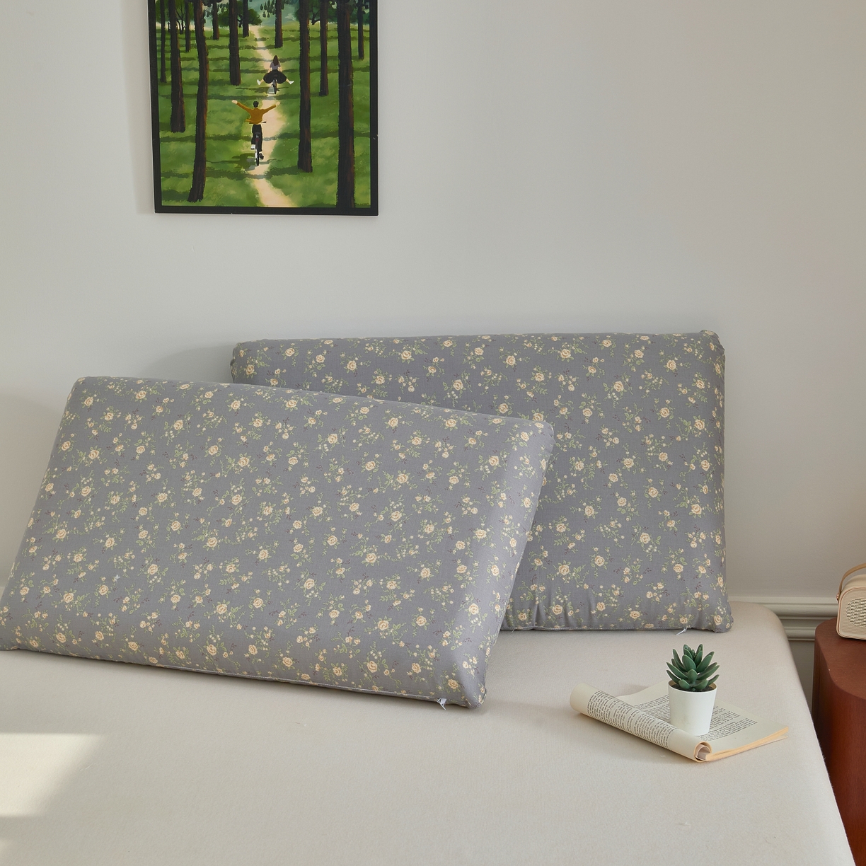 91家纺网 家纺一手货源 找家纺 （总）百寐 2026新款全棉纯棉A类双层纱立体记忆深睡枕芯保护套42*70纯棉枕套