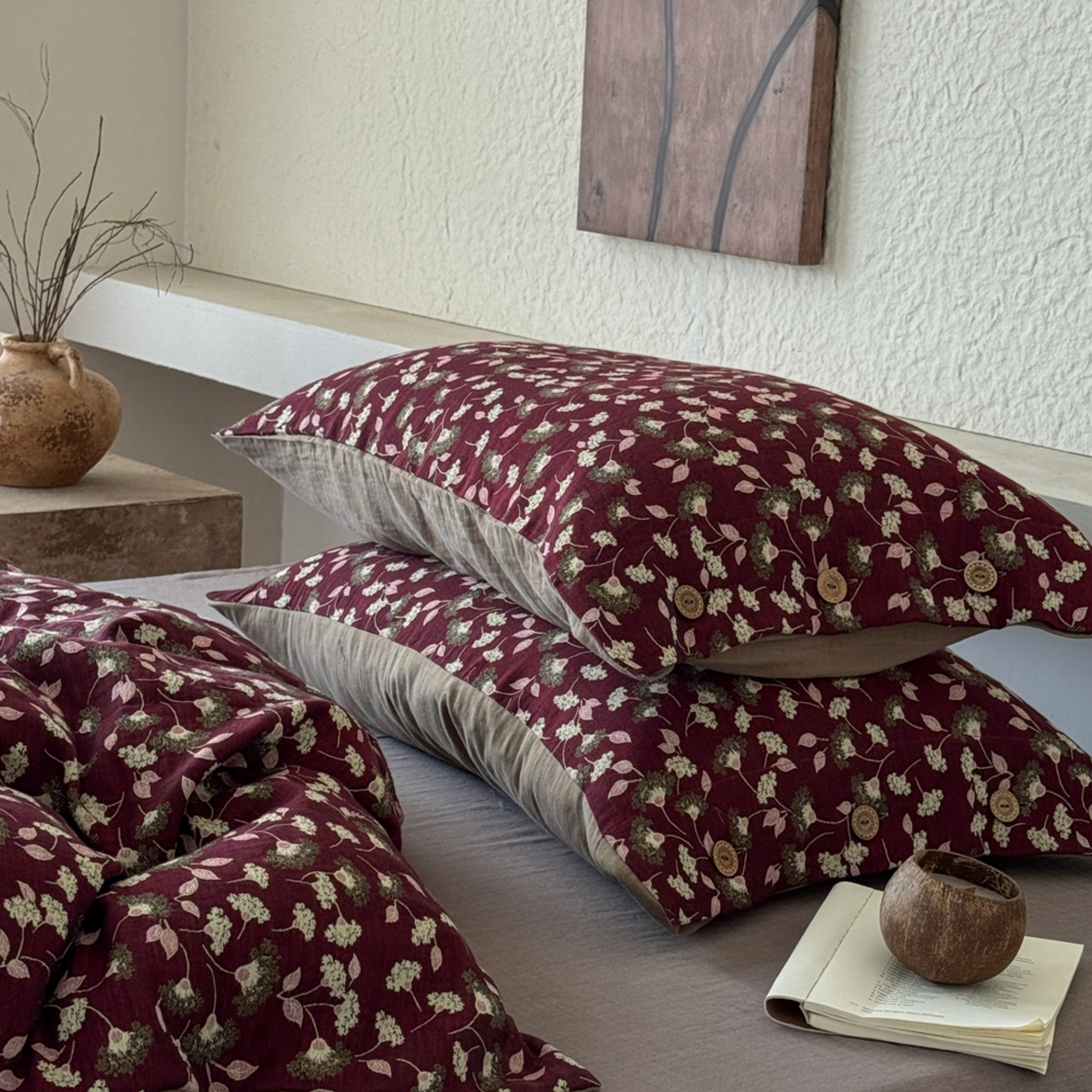 91家纺网 家纺一手货源 找家纺 （总）芯丝路枕业 2026新款色织双层纱纽扣款四件套