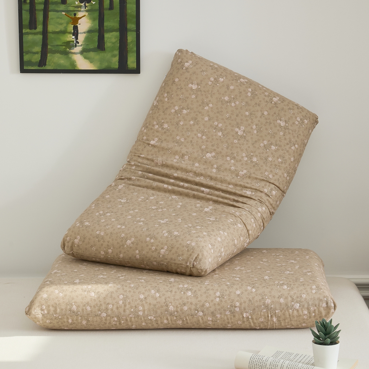 91家纺网 家纺一手货源 找家纺 百寐 2026新款全棉纯棉A类双层纱立体记忆深睡枕芯保护套42*70纯棉枕套 典雅茶韵