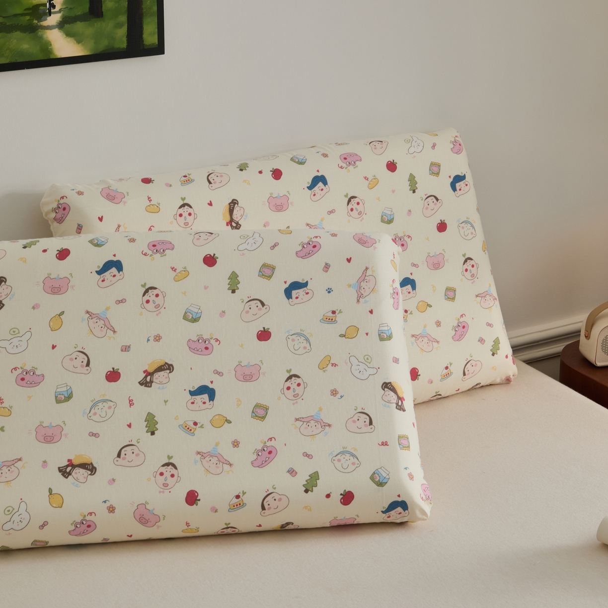 91家纺网 家纺一手货源 找家纺 百寐 2026新款全棉纯棉A类双层纱立体记忆深睡枕芯保护套42*70纯棉枕套 可爱小新