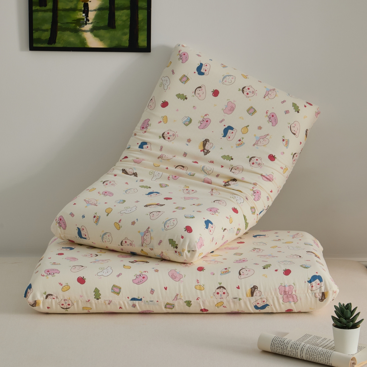 91家纺网 家纺一手货源 找家纺 百寐 2026新款全棉纯棉A类双层纱立体记忆深睡枕芯保护套42*70纯棉枕套 可爱小新