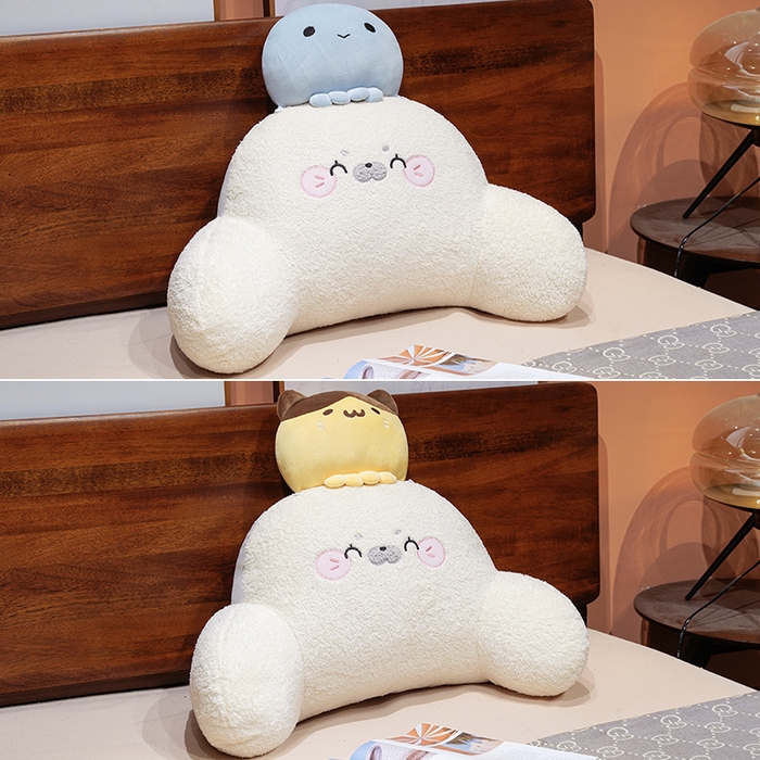 91家纺网 家纺一手货源 找家纺 仟亿莱 2026新款团子海豹小伙伴拥抱式腰靠 蓝色团子海豹