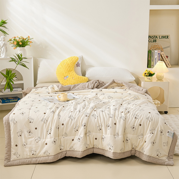 91家纺网 家纺一手货源 找家纺 壹张床 2026新款A类水洗棉3D豆豆夏被夏凉被空调被 抱抱熊