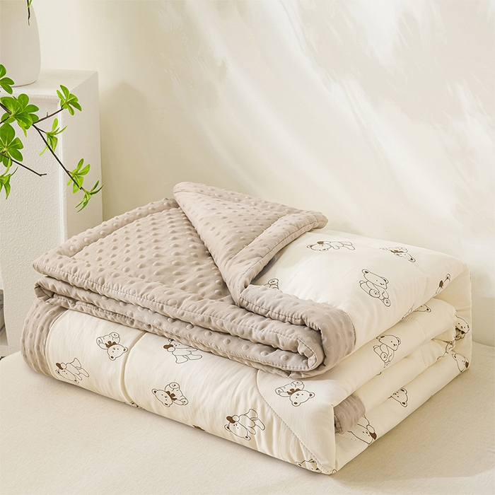 91家纺网 家纺一手货源 找家纺 壹张床 2026新款A类水洗棉3D豆豆夏被夏凉被空调被 抱抱熊