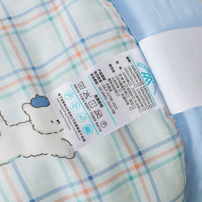 91家纺网 家纺一手货源 找家纺 壹张床 2026新款A类水洗棉3D豆豆夏被夏凉被空调被 蓝格萌宠