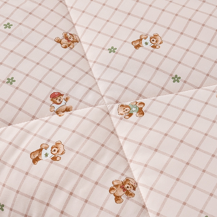 91家纺网 家纺一手货源 找家纺 壹张床 2026新款A类水洗棉3D豆豆夏被夏凉被空调被 格子萌熊