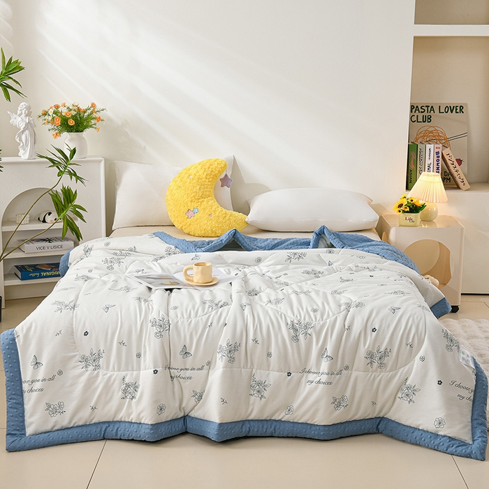 91家纺网 家纺一手货源 找家纺 壹张床 2026新款A类水洗棉3D豆豆夏被夏凉被空调被 花蝶梦