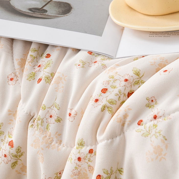 91家纺网 家纺一手货源 找家纺 壹张床 2026新款A类水洗棉3D豆豆夏被夏凉被空调被 甜心草莓