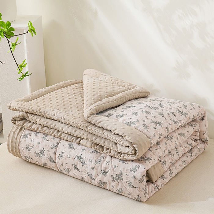 91家纺网 家纺一手货源 找家纺 壹张床 2026新款A类水洗棉3D豆豆夏被夏凉被空调被 墨影碎花