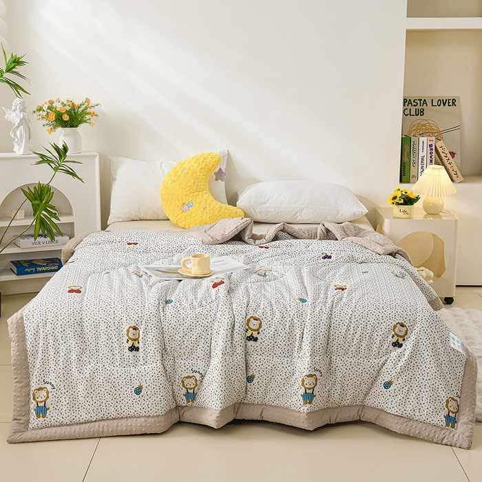 91家纺网 家纺一手货源 找家纺 壹张床 2026新款A类水洗棉3D豆豆夏被夏凉被空调被 狮子乐园