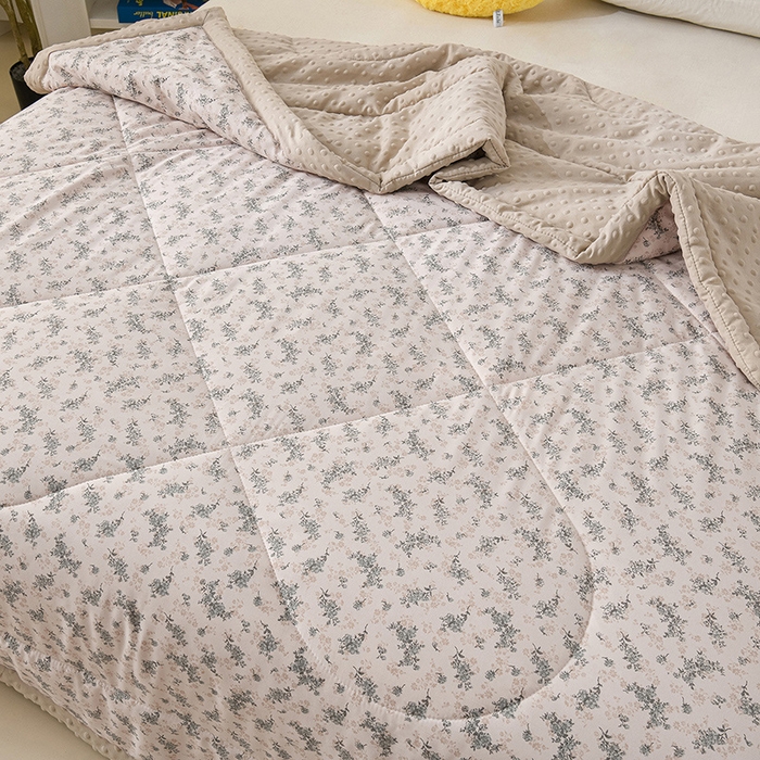 91家纺网 家纺一手货源 找家纺 壹张床 2026新款A类水洗棉3D豆豆夏被夏凉被空调被 墨影碎花