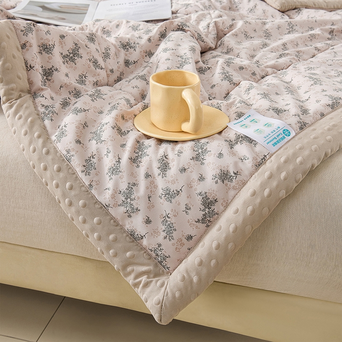 91家纺网 家纺一手货源 找家纺 壹张床 2026新款A类水洗棉3D豆豆夏被夏凉被空调被 墨影碎花