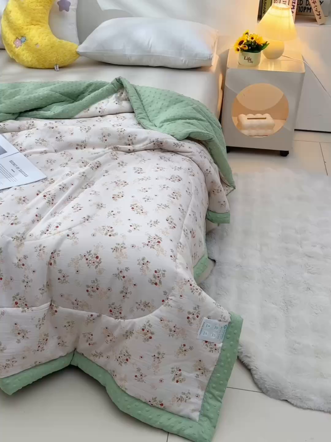91家纺网 家纺一手货源 找家纺 壹张床 2026新款A类水洗棉3D豆豆夏被夏凉被空调被 甜心草莓