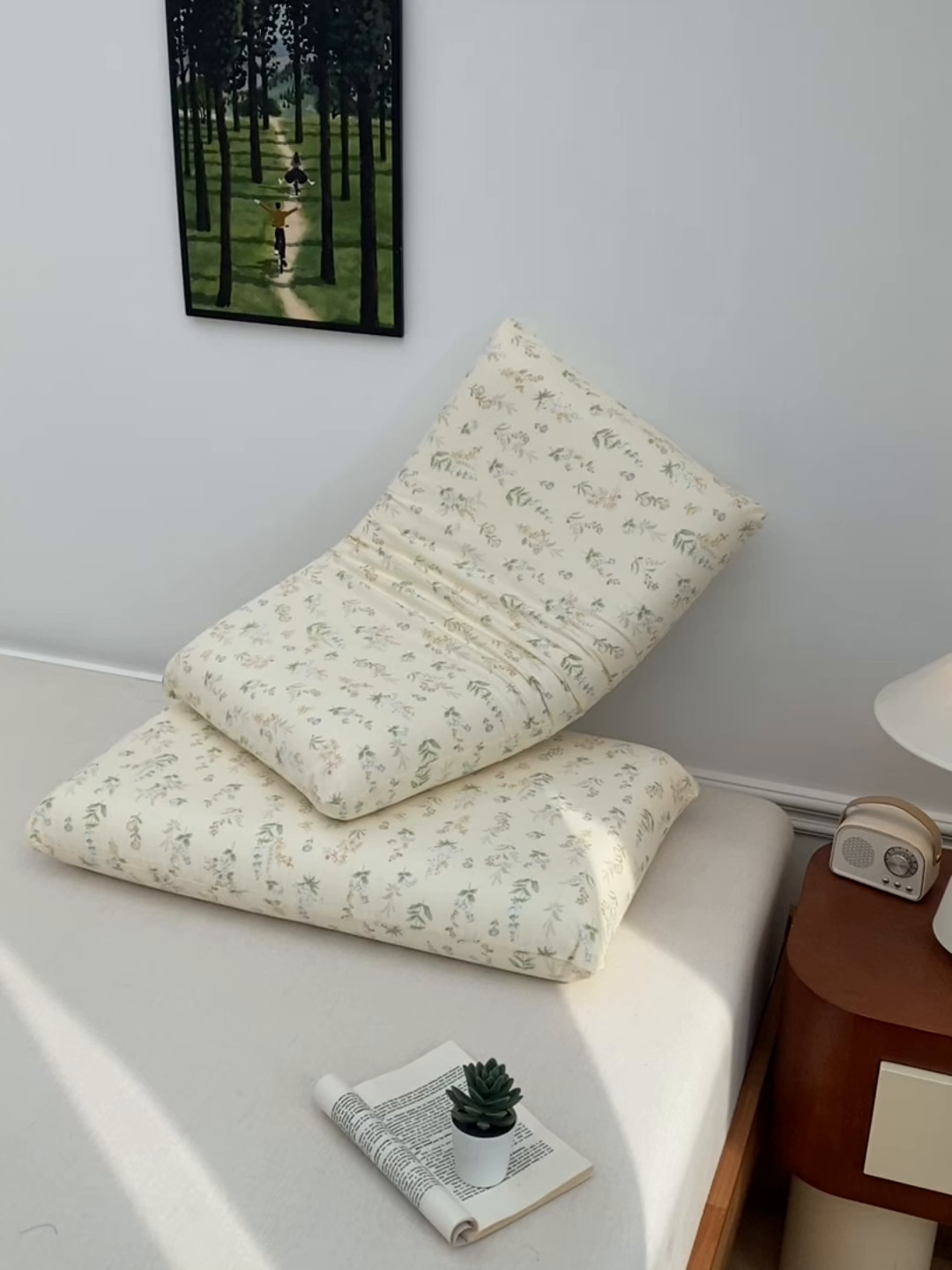 91家纺网 家纺一手货源 找家纺 百寐 2026新款全棉纯棉A类双层纱立体记忆深睡枕芯保护套42*70纯棉枕套 梨梦初醒