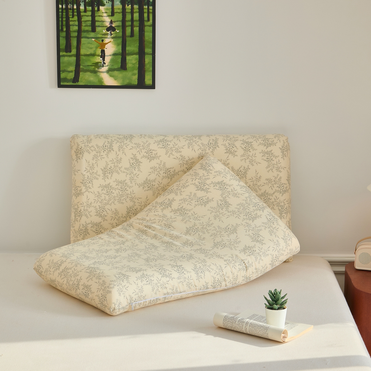 91家纺网 家纺一手货源 找家纺 百寐 2026新款全棉纯棉A类双层纱立体记忆深睡枕芯保护套42*70纯棉枕套 迷雾森林