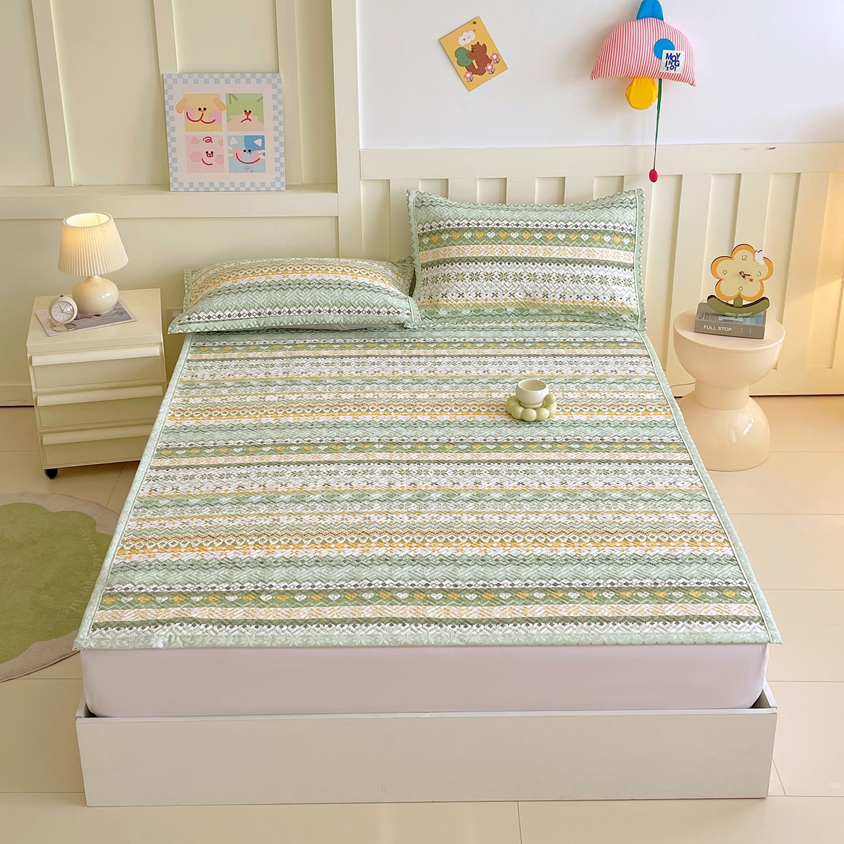 91家纺网 家纺一手货源 找家纺 （总）金鑫汇家纺 2026春夏新款成人床新花型老粗布夹棉床盖软凉席席子可以机洗