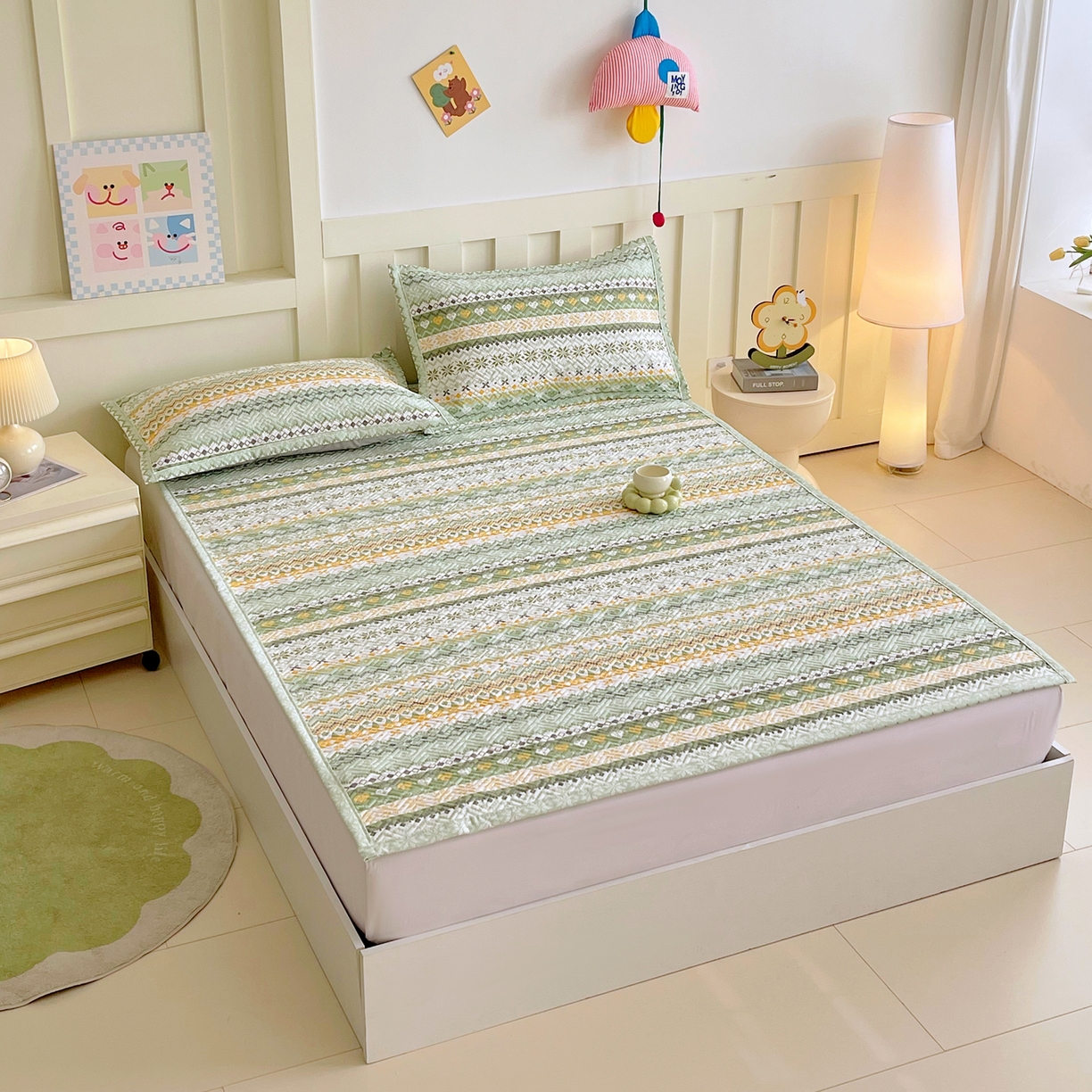 91家纺网 家纺一手货源 找家纺 （总）金鑫汇家纺 2026春夏新款成人床新花型老粗布夹棉床盖软凉席席子可以机洗