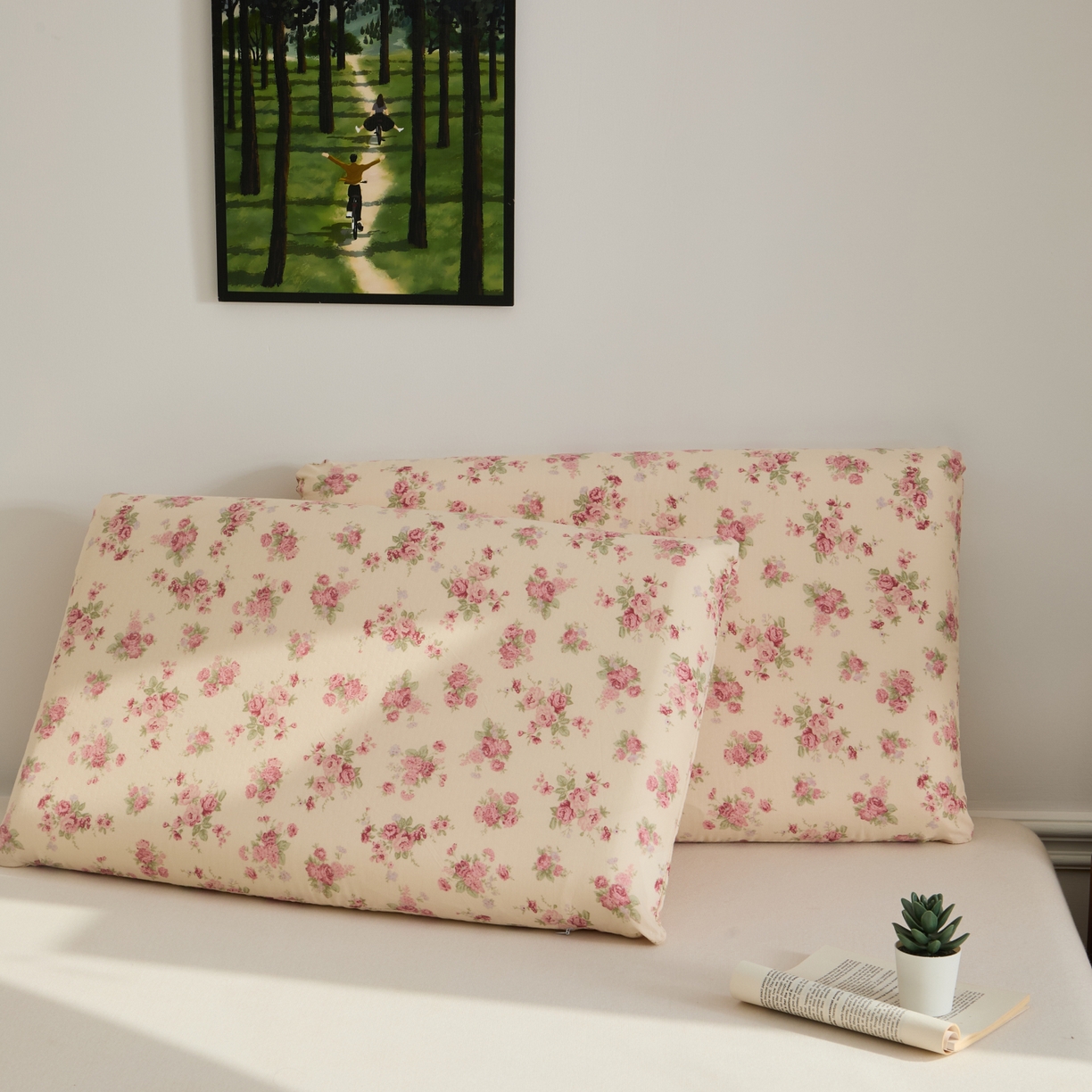 百寐 2026新款全棉纯棉A类双层纱立体记忆深睡枕芯保护套42*70纯棉枕套 蔷薇之恋