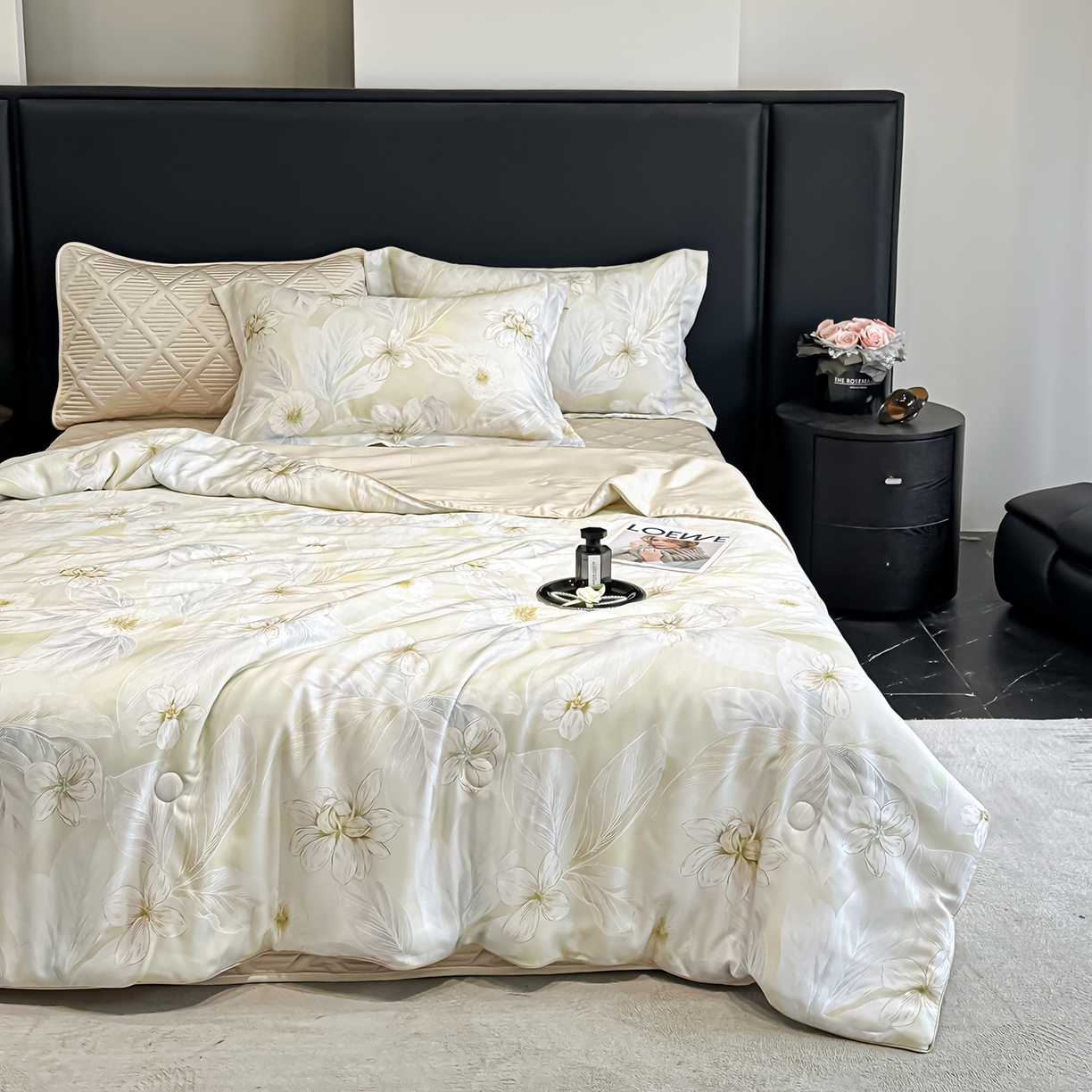 91家纺网 家纺一手货源 找家纺 吾诺家居 2026春夏新款数码印花莱赛尔天丝夏被夏凉被空调被-天印系列 春色花开