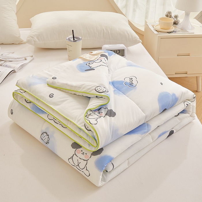 91家纺网 家纺一手货源 找家纺 董韵家纺 2026年新款凉感丝数码印花夏被 可爱狗