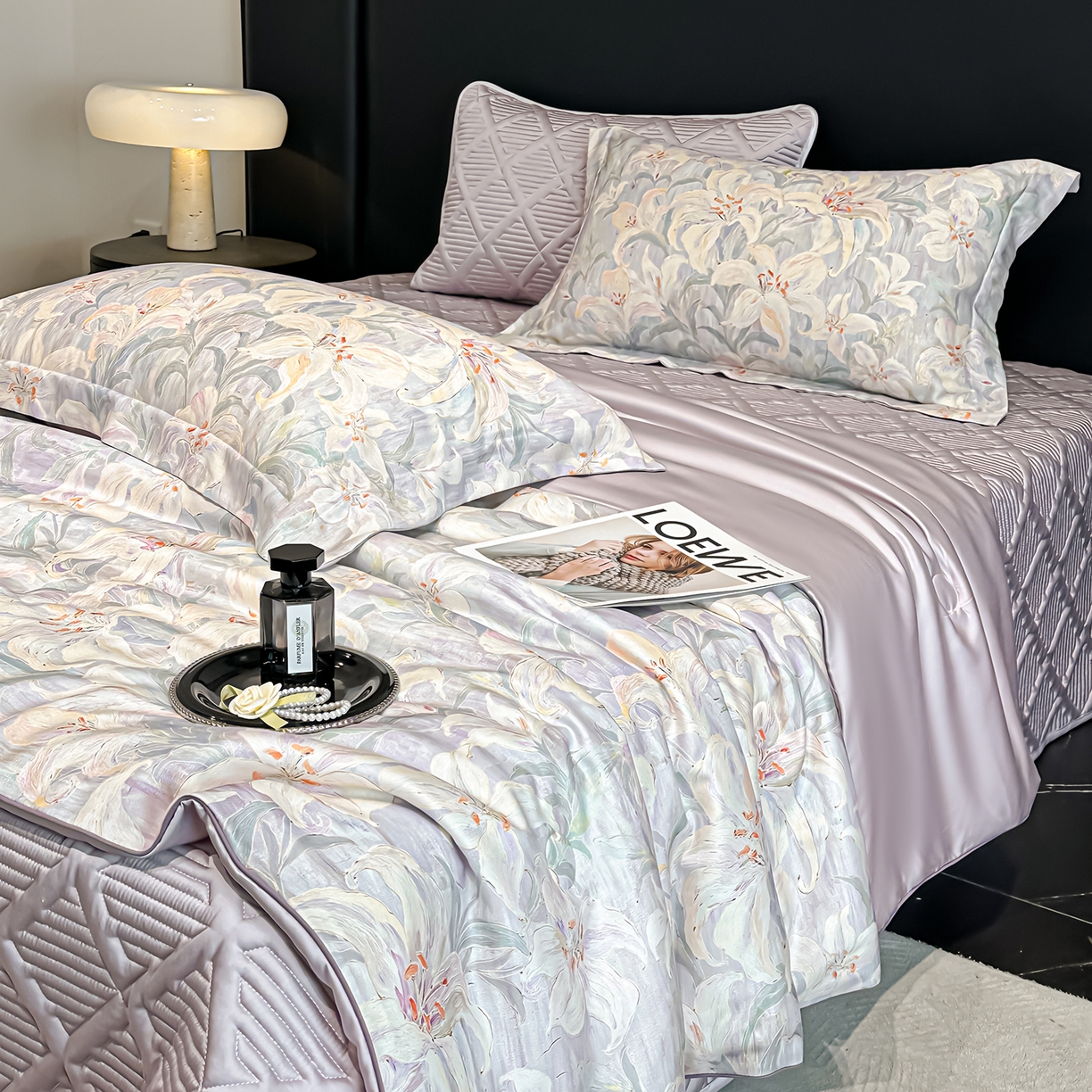 91家纺网 家纺一手货源 找家纺 吾诺家居 2026春夏新款数码印花莱赛尔天丝夏被夏凉被空调被-天印系列 春意