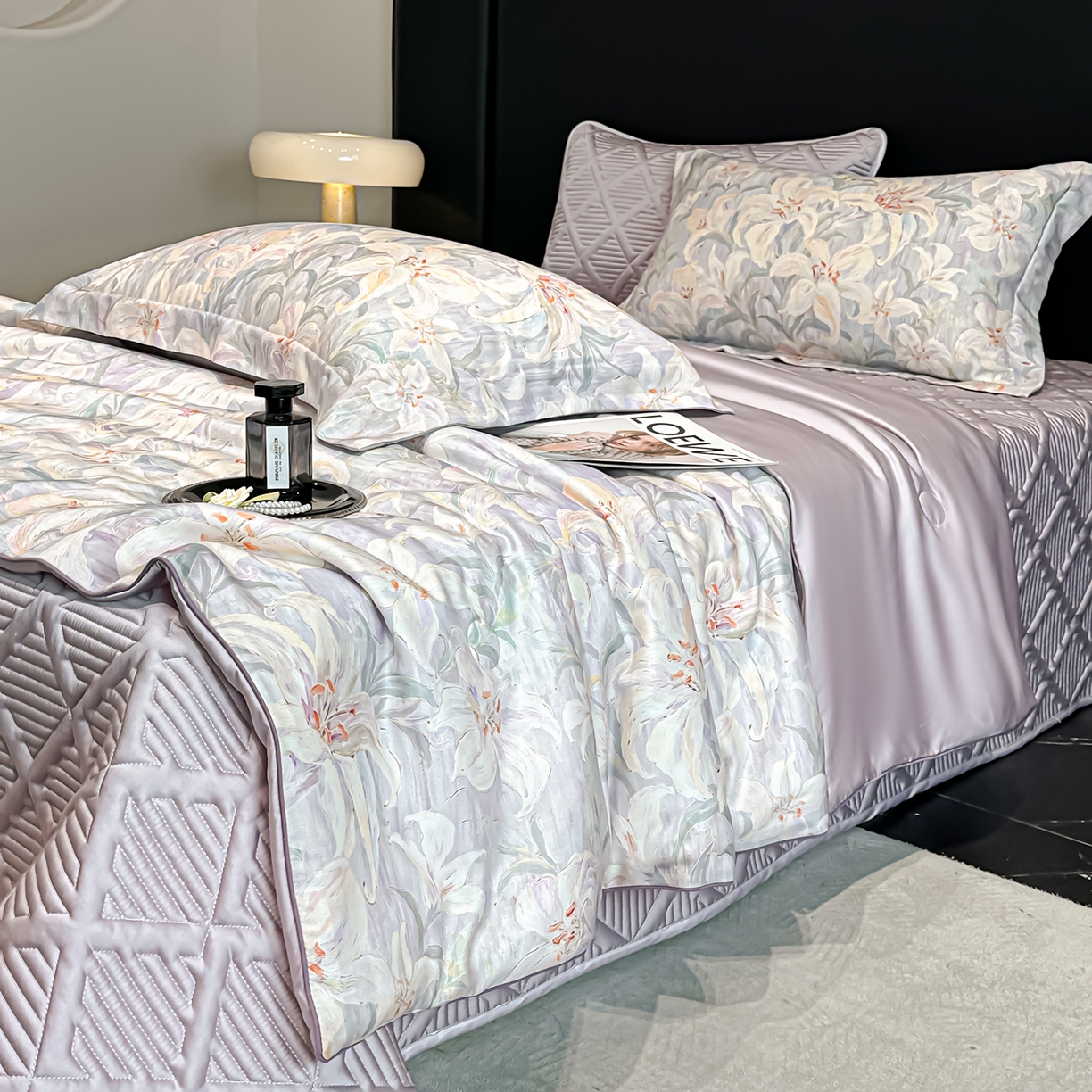 91家纺网 家纺一手货源 找家纺 吾诺家居 2026春夏新款数码印花莱赛尔天丝夏被夏凉被空调被-天印系列 春意